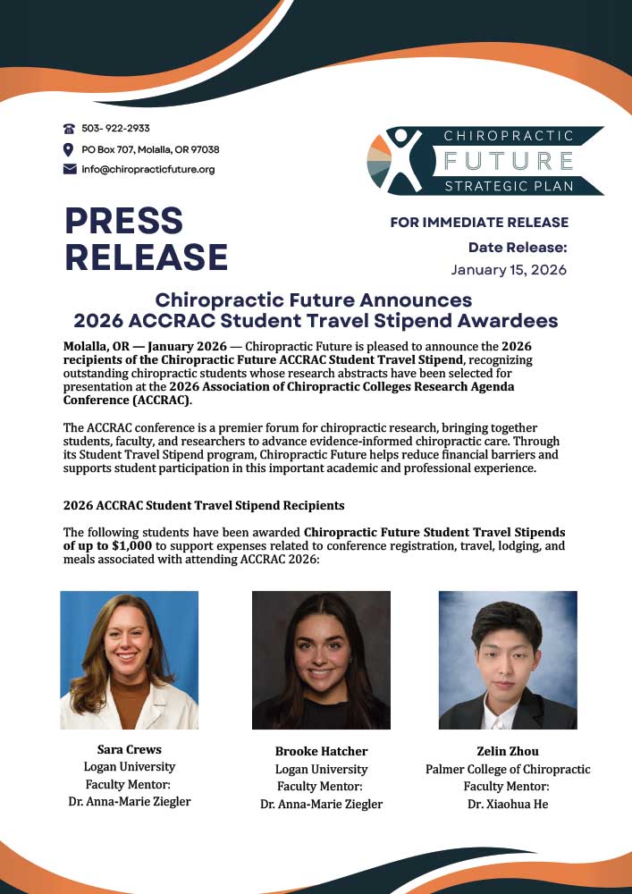 Chiropractic Future Announces 2026 ACCRAC Student Travel Stipend Awardees