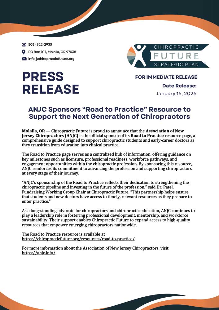 ANJC Sponsors “Road to Practice” Resource to Support the Next Generation of Chiropractors